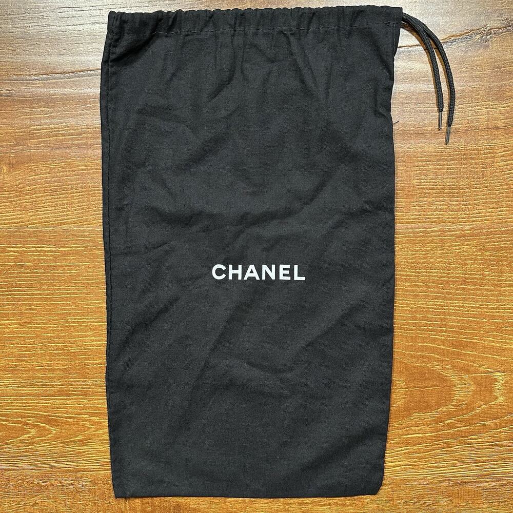 Chanel Dust Bag 14.5"x8.5" Black Tie Drawstring Cover Protector Storage Gift